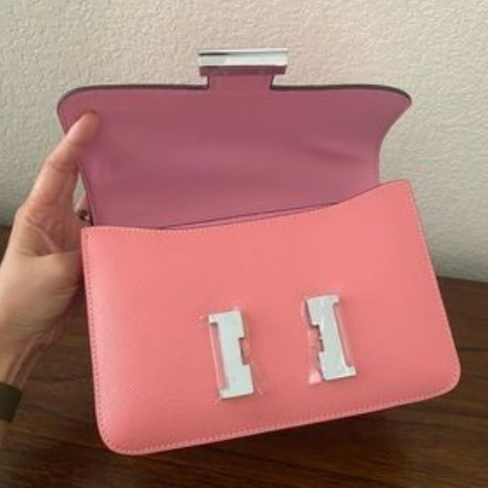Pink/Silver Leather Crossbody Shoulder Bag NWOT